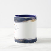 青エレガントと金ゴールドのブラシパーソナライズされたック マグカップ (中央)