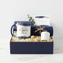 青エレガントと金ゴールドのブラシパーソナライズされたック マグカップ