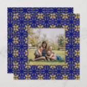 青エレガントと金ゴールドの写真 シーズンカード (正面/裏面)