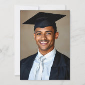 青エレガントと金ゴールドの卒業式パーティー(写真あり) 招待状 (裏面)