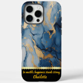 青エレガントと金ゴールドの大理石のデザインアート Case-Mate iPhoneケース (裏面)