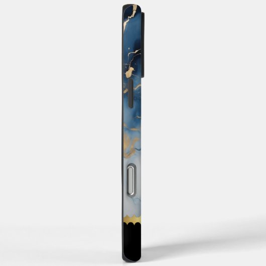 青エレガントと金ゴールドの大理石のデザインアート Case-Mate iPhoneケース (裏面 / 右)