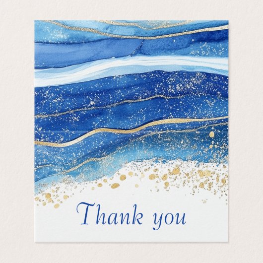 青エレガントと金ゴールドの水彩ありがとう (外部フラット)