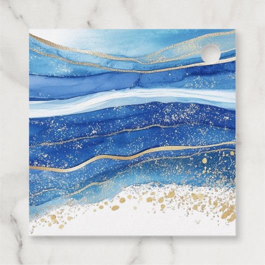 青エレガントと金ゴールドの水彩ありがとう フェイバータグ (裏面)