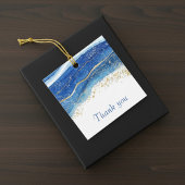 青エレガントと金ゴールドの水彩ありがとう フェイバータグ