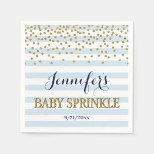 青エレガントと金ゴールドの紙吹雪男の赤ちゃん散布 スタンダードカクテルナプキン
