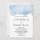 青エレガントと金ゴールドの重結婚ね 招待状 (正面)