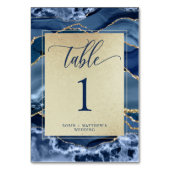 青エレガントと金ゴールドアガートの水晶テーブル番号 テーブルナンバー (正面)