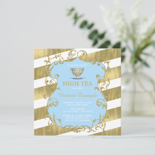 青エレガントと金ゴールドハイティー 招待状 (スタンド正面)