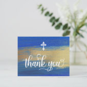 青エレガントと金ゴールドバプテスマ ポストカード (スタンド正面)