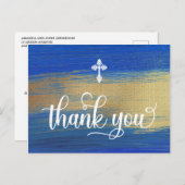 青エレガントと金ゴールドバプテスマ ポストカード (正面/裏面)