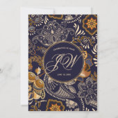 青エレガントと金ゴールドパターン90誕生日 招待状 (裏面)