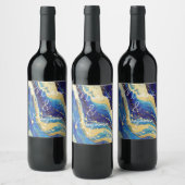 青エレガントと金ゴールドパーソナライズされたのワ結婚イン ワインラベル (ボトル)