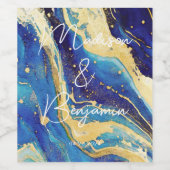 青エレガントと金ゴールドパーソナライズされたのワ結婚イン ワインラベル (シングルラベル)