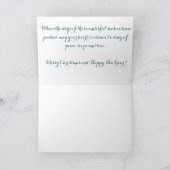 青エレガントと金ゴールド冬の鳥デザイン カード (内部)