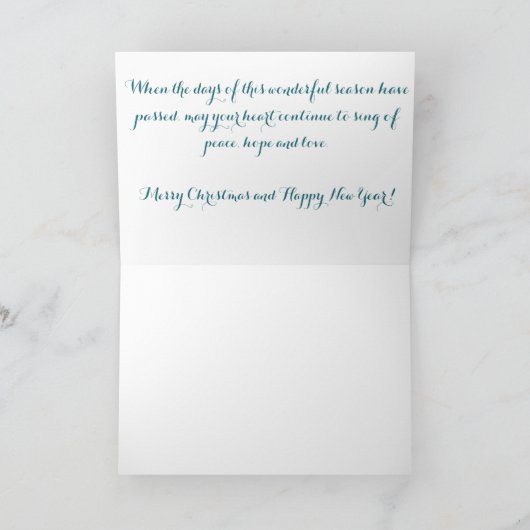 青エレガントと金ゴールド冬の鳥デザイン カード (内部)