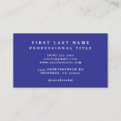 青エレガントと金ゴールド花の名刺 名刺 (裏面)