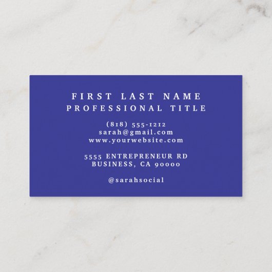 青エレガントと金ゴールド花の名刺 名刺 (裏面)