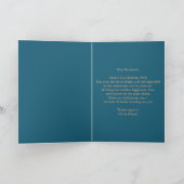 青エレガントと金ゴールド40歳の誕生日お祝い カード (内部)