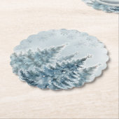 青エレガントと銀の冬のワンダーランド ペーパーコースター (アングル)