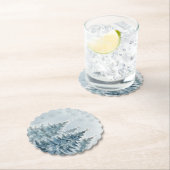 青エレガントと銀の冬のワンダーランド ペーパーコースター (インサイチュ)