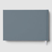 青エレガントと銀の葉モノグラム結婚 ゲストブック (裏面)