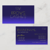 青エレガントと黄の鏡文字モノグラム 名刺 (正面/裏面)