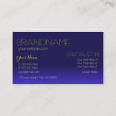 青エレガントと黄色のシックな鏡文字モダン 名刺 (裏面)