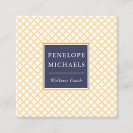 青エレガントと黄色のトレリス模様 スクエア名刺