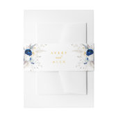 青エレガントと黄色の花の書結婚道 招待状ベリーバンド (正面例)