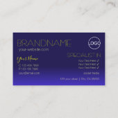 青エレガントと黄色の鏡文字（ロゴ付き） 名刺 (裏面)