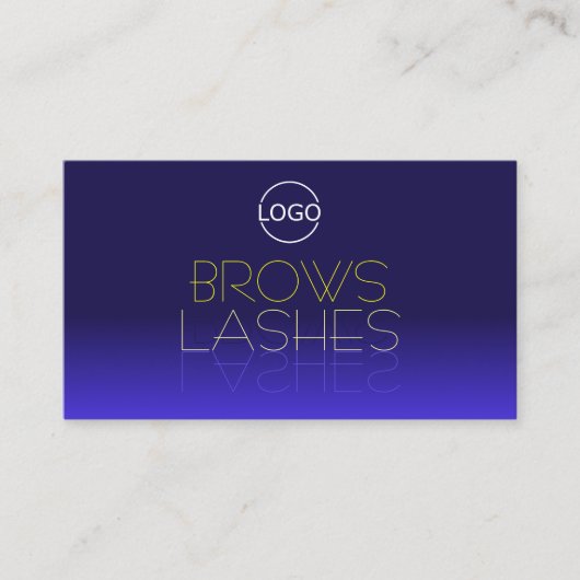 青エレガントと黄色の鏡文字（ロゴ付き） 名刺 (正面)