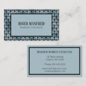 青エレガントと黒のアールデコ名刺 名刺 (正面/裏面)