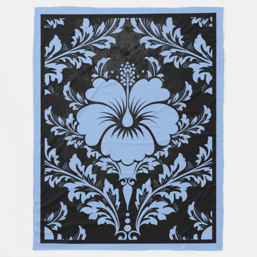 青エレガントと黒のダマエレガントスク フリースブランケット (正面)