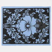 青エレガントと黒のダマエレガントスク フリースブランケット (正面(横))