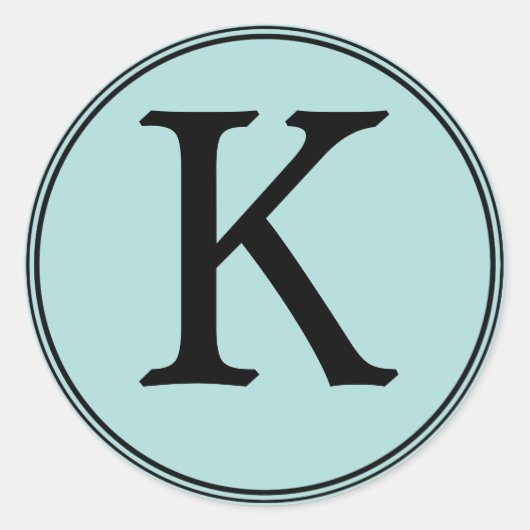 青エレガントと黒のモノグラムのシール ラウンドシール (正面)