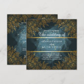 青エレガントと黒結婚の 招待状 (正面/裏面)