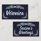 青エレガントのクリスマス プレイスカード (正面/裏面)