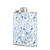 青エレガントのビクトリアンバラとスクロール フラスク (左)