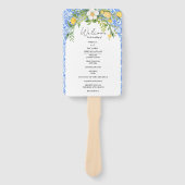 青エレガントの地中海の結婚式 プログラム ハンドファン (正面)