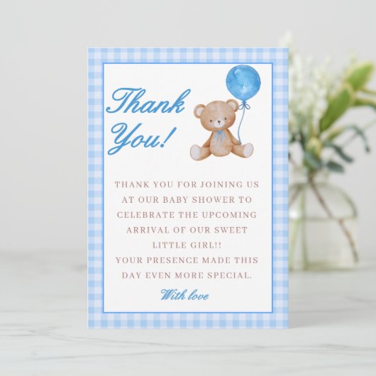 青エレガントは赤ちゃんシャワーを待つ サンキューカード (スタンド正面)