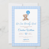 青エレガントは赤ちゃんシャワーを待つ 招待状 (正面)