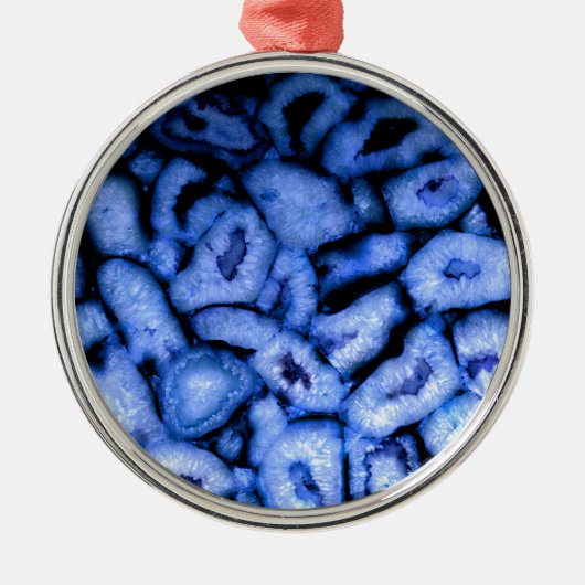 青エレガントは青い宝石の青い石英を上げる メタルオーナメント (正面)