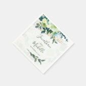 青エレガントアイボリー金ゴールドターコイズフローラ結婚の スタンダードカクテルナプキン (角)