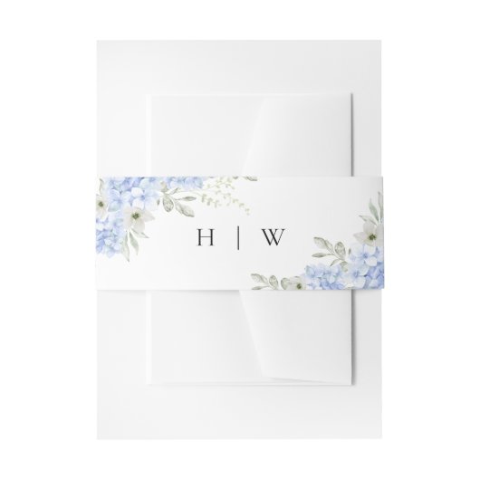 青エレガントアジサイ結婚ズ 招待状ベリーバンド (正面例)