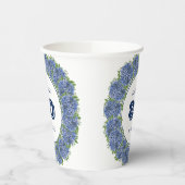 青エレガントアジサイ80th誕生日パーティー 紙コップ (左)