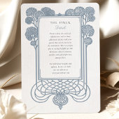 青エレガントアールデコツ結婚リー 招待状