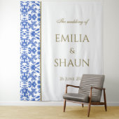 青エレガントイタリアン結婚背景 タペストリー (インサイチュ)