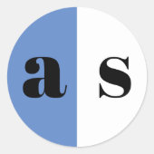 青エレガントイニシャル結婚ズ ラウンドシール (正面)