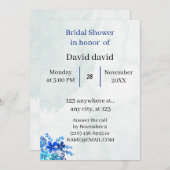 青エレガントカスタマイズブライダルシャワー 招待状 (正面/裏面)